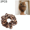 2 PCS Velvet Leopard Hair Ring Gold Velvet Headband Flannel Hair Band Hairball Hair Pocket Flower( Fine Leopard Print)