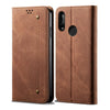 For Huawei Y9 (2019) Denim Texture Casual Style Horizontal Flip Leather Case with Holder & Card Slots & Wallet(Brown)