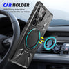 For Samsung Galaxy S25 Ultra 5G MagSafe Magnetic Shockproof Phone Case with Ring Holder(Black)