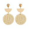E2002-13 Semi-circular+Large Circle Bamboo Vine Handmade Woven Earrings Bosomia Style Earrings