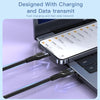 YESIDO CA107 1.2m 2.4A USB-C / Type-C to 8 Pin OD0.6 Charging Data Cable(Black+Blue)