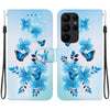 For Samsung Galaxy S23 Ultra 5G Crystal Texture Colored Drawing Leather Phone Case(Blue Butterflies)