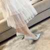 Women Shoes Shallow Glitter Frosted Stiletto, Size:36(Silver)