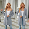 Autumn And Winter Women Button Long Sleeve Loose Cardigan Jacket, Size: XL(Gray Blue)