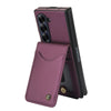 For Samsung Galaxy Z Fold6 AwQuer RFID Vertical Flip Card Bag Holder Leather Phone Case(Dark Purple)