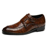 Crocodile Pattern Business Flat Bottom Leather Formal Shoes, Size:39(Brown)