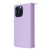 For iPhone 15 Pro Max Nine-card Slots Zipper Wallet Bag Leather Phone Case(Light Purple)