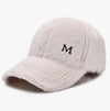 Women Autumn and Winter Thickened Rabbit Fur Plush Baseball Cap Curved Brim Warm Cap, Size: Adjustable(White)