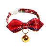 Christmas Red Plaid Bow Tie Pet Collar with Bell, S (17-30cm)