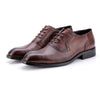 Male Autumn Top-grain Leather Pointed Business Dress Shoes, Size:41(Dark Brown)