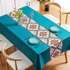 PVC Waterproof Oil-proof Embroidery Yarn Tablecloth, Size: 140x200cm(Ethnic Blue)