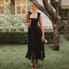 Women Elegant Slit Dress Commuting Sleeveless Knot Suspender Dress, Size: M(Black)