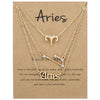 3 In 1 12 Zodiac Signs Necklace Set Retro Alphabet Symbols With Diamonds Jewelry Set, Style: Aries Golden