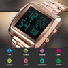 SKMEI 1369 Retro Waterproof Gold Watch Men Steel Belt Luminous Square Watch(Silver)