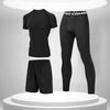 3pcs / Set Men Gym Running Clothes Set Quick Dry Sports T Shirt, Size: L(Phantom Black)