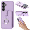 For Samsung Galaxy S25+ 5G Litchi Texture Drawing Card Bag Ring Holder Phone Case(Purple)