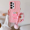 For Samsung Galaxy A53 5G Cartoon Sausage Mouth TPU Phone Case with Bead Chain(Pink)