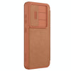 For Samsung Galaxy S25+ 5G NILLKIN QIN Series Pro Sliding Camera Cover Design Leather Phone Case(Brown)