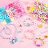 Beaded Educational Toys DIY Jewelry Material Set For Children 15 Grids Ice Pink World+M Package