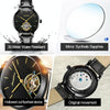 JIN SHI DUN 8812 Women Simple Hollowed Waterproof Automatic Mechanical Watch(Black Leather Strip)