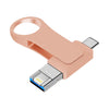 32GB USB 3.0 + 8 Pin + USB-C / Type-C 3 in 1 Mobile Computer Metal U-Disk(Pink)