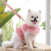 Rose Red Floral Lace Dog/Cat Harness & Leash - Small