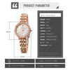 SKMEI 1799 Pearl Diamond Round Dial Stainless Steel Strap Quartz Watch for Ladies(Rose Gold and Purple Surface)