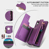 For Samsung Galaxy S23 Ultra 5G Double Flap Zipper RFID Leather Phone Case with Short Lanyard(Dark Purple)