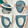 Universal Knitted Washable Toilet Pad Home Thickened Warm Toilet Cover, Style: With Handle Pink