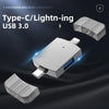 2 in 1 USB 2.0 + USB 3.0 Female to 8 Pin + USB-C / Type-C Male OTG Adapter