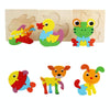 5 PCS Wooden Cartoon Animal Puzzle Early Education Small Jigsaw Puzzle Building Block Toy For Children(Panda)