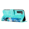 For Samsung Galaxy S22 5G Floral Pattern Leather Phone Case with Lanyard(Green)