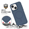 For iPhone 14 Plus Shockproof MagSafe Armor PC Hybrid TPU Phone Case(Ink Blue)