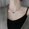 925 Sterling Silver Bowknot Necklace Women All-Match Simple Jewelry(Silver)