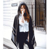Autumn and Winter Ladies Hooded Warm Thick Tassel Cloak Shawl Scarf Dual-use, Width:65cm(Black)