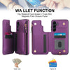 For Samsung Galaxy S24 FE 5G Double Flap Zipper RFID Leather Phone Case with Short Lanyard(Dark Purple)