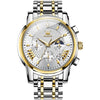 OLEVS 2892 Men Multifunctional Business Waterproof Quartz Watch(White + Gold)
