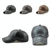 Outdoor Leisure Baseball Hat PU Leather Warm Peaked Cap, Size:Free Size(Black)