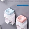 2pcs 2 In 1 Wall-mounted Automatic Toothpaste Squeezer Toothbrush Holder(Pink)