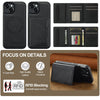 For iPhone 14 / 13 LC.IMEEKE L5 Series Detachable RFID Card Bag Magsafe Phone Case(Black)