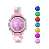 JNEW A380-86664 Children Cartoon 3D Happy Small Elephant Alarm Waterproof Sports LED Digital Watch(Light Purple)