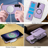 For Samsung Galaxy A14 4G / 5G Zipper Wallet Split MagSafe Leather Back Phone Case(Purple)