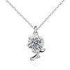 XMA033 925 Silver Necklace Moissanite Sunflower Flower Pendant Jewelry, Color: White