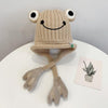 Children Cartoon Frog Woolen Hat Warm Knitted Hat Bomber Hat, Size: For 1-3 Years Old(Beige)