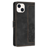 For iPhone 13 Tulips Embossed Leather Phone Case with Lanyard(Black)