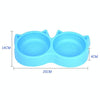 Blue Double Pet Bowl - Anti-Skid Dog & Cat Food Bowl