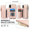 For iPhone XS Max Double Flap Zipper RFID Leather Phone Case with Short Lanyard(Rose Gold)