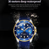 OLEVS 6650 Men Luminous Waterproof Silicone Strap Mechanical Watch(Blue + Gold)
