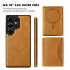 For Samsung Galaxy S25 5G Shield Multi-functional MagSafe Card Bag Phone Case(Brown)