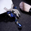 Women Drill Droplet Butterfly-knotted Brooch(Blue)